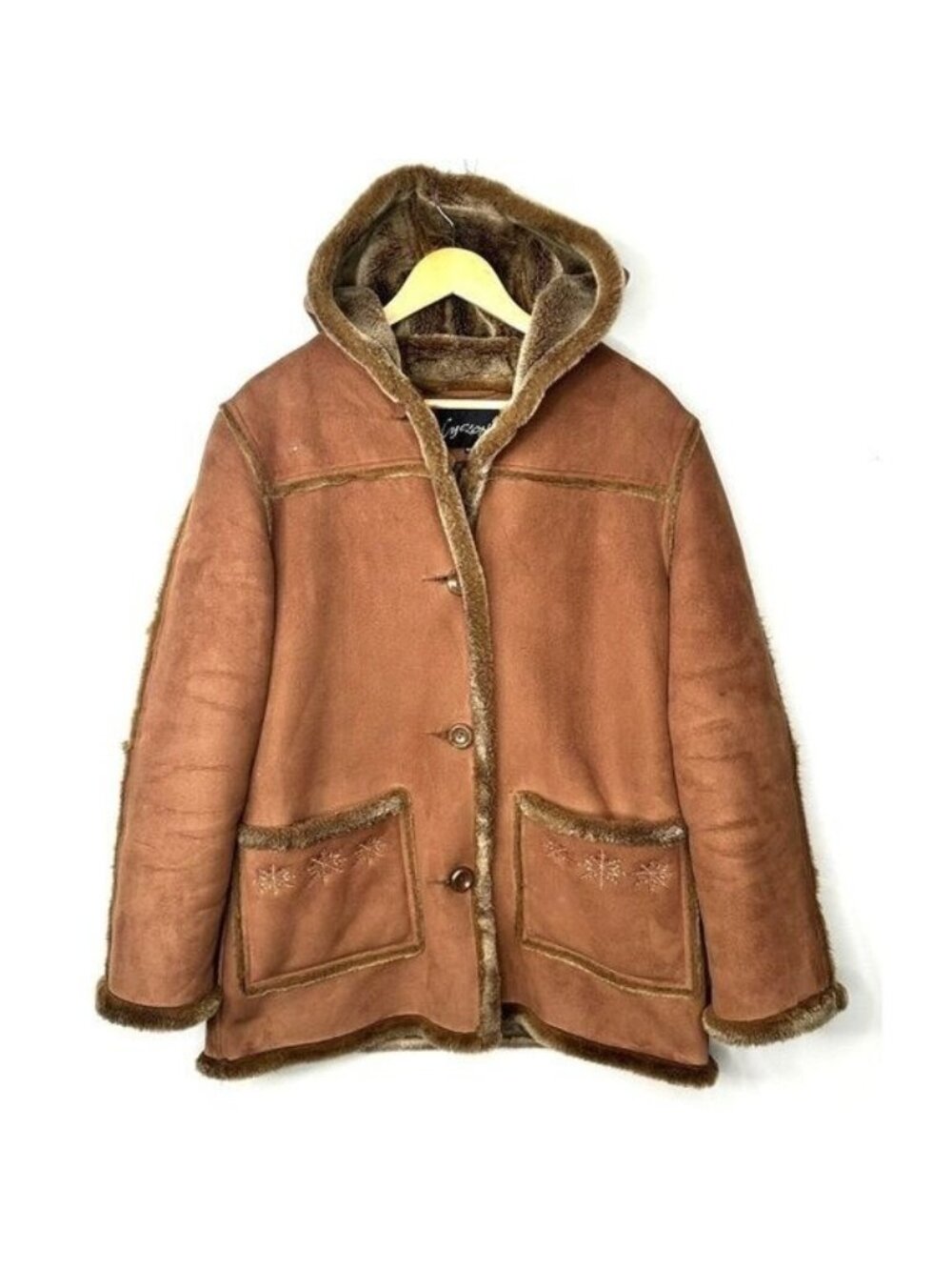 Cyclone Faux Shearling Coat Womens Medium Brown Western Hooded Sherpa Y2K